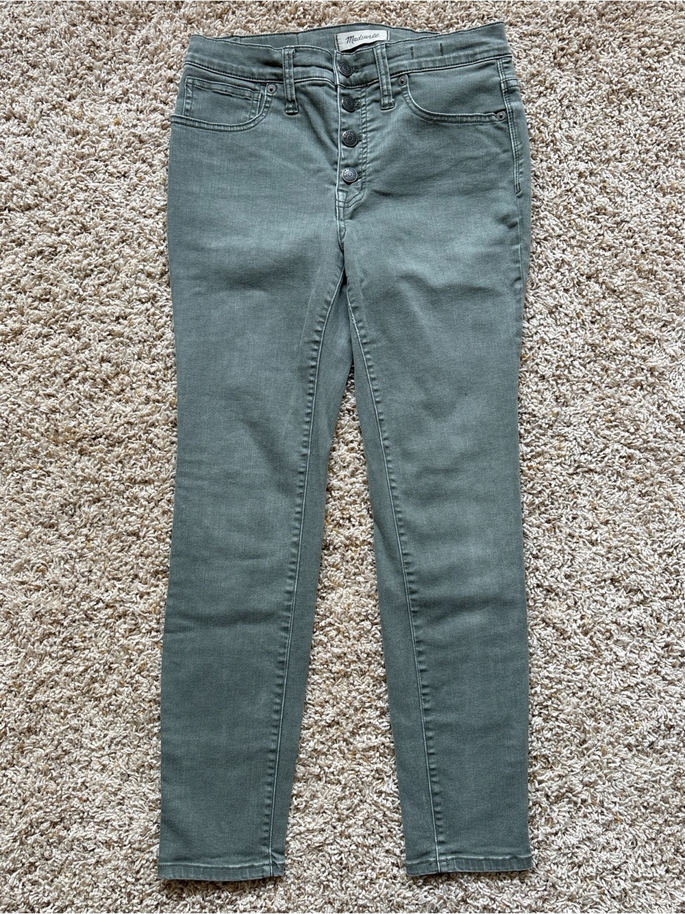 Madewell 9” High Rise Skinny Green Sz 27P